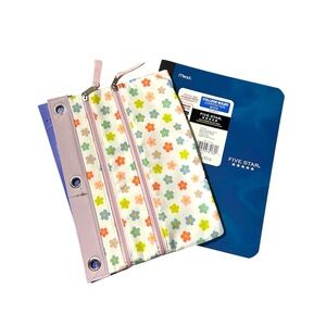 Five Star Blue Notebook with a floral pouch